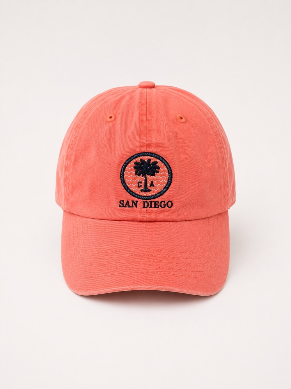 Womens Coral Baseball Cap with San Diego Embroidered Patch